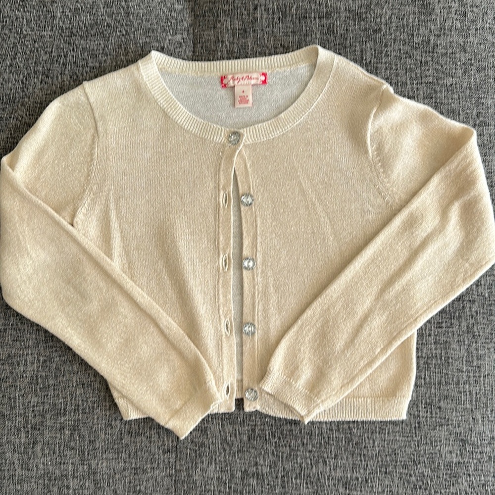 Ruby & Bloom Girls Gold Sparkle Cardigan with Sparkle Buttons